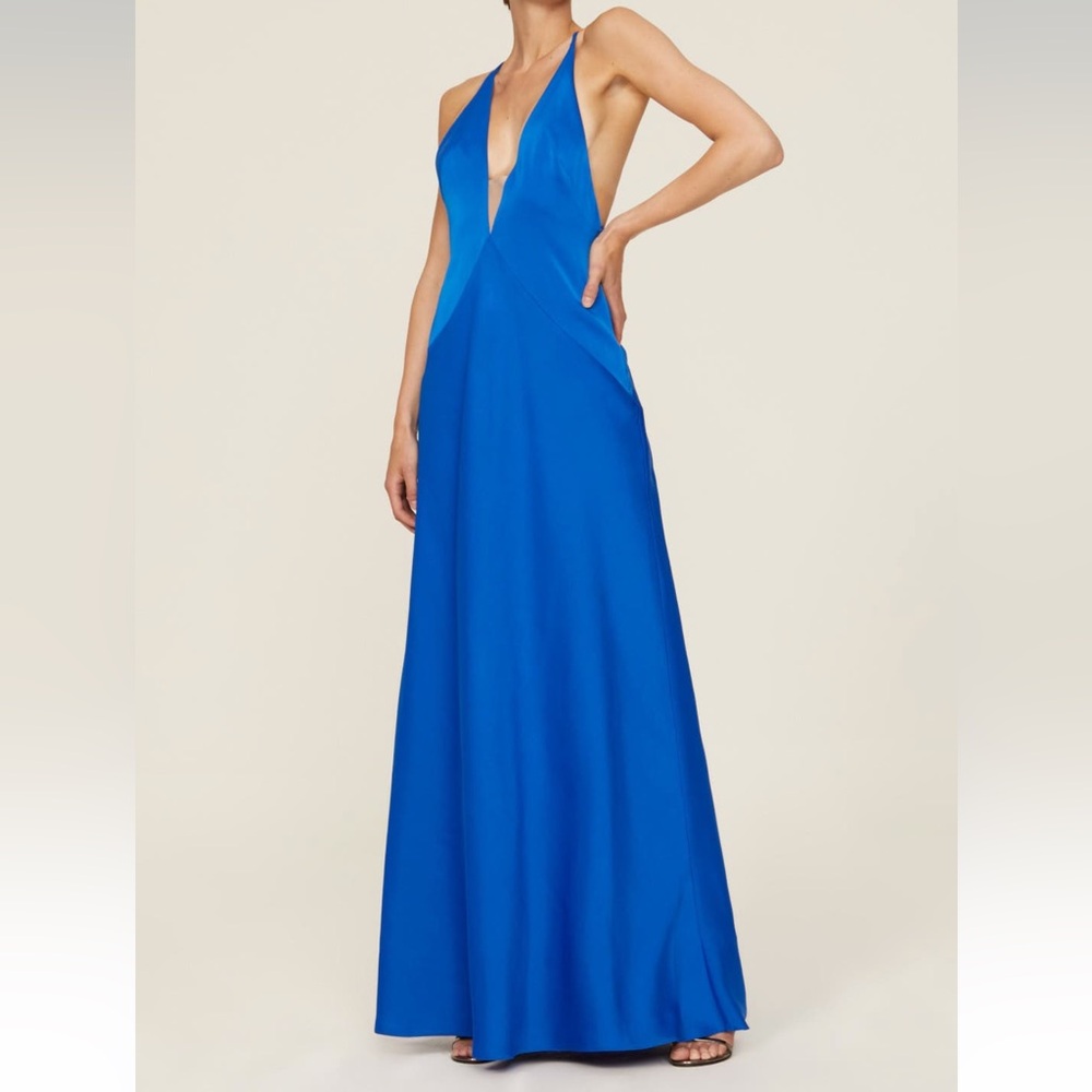 Aidan AIDAN MADDOX Backless Blue Gown Size 6